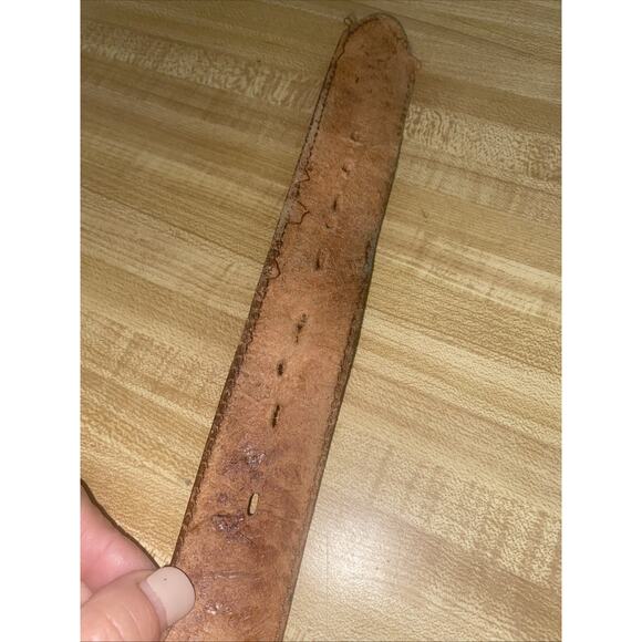 SILVER CREEK COLLECTION 100% Leather Basket Weave Look Hand Tooled Belt Sz 34 - Picture 6 of 8